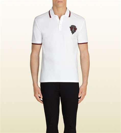 gucci polo white shirt cheap|gucci panther polo shirt.